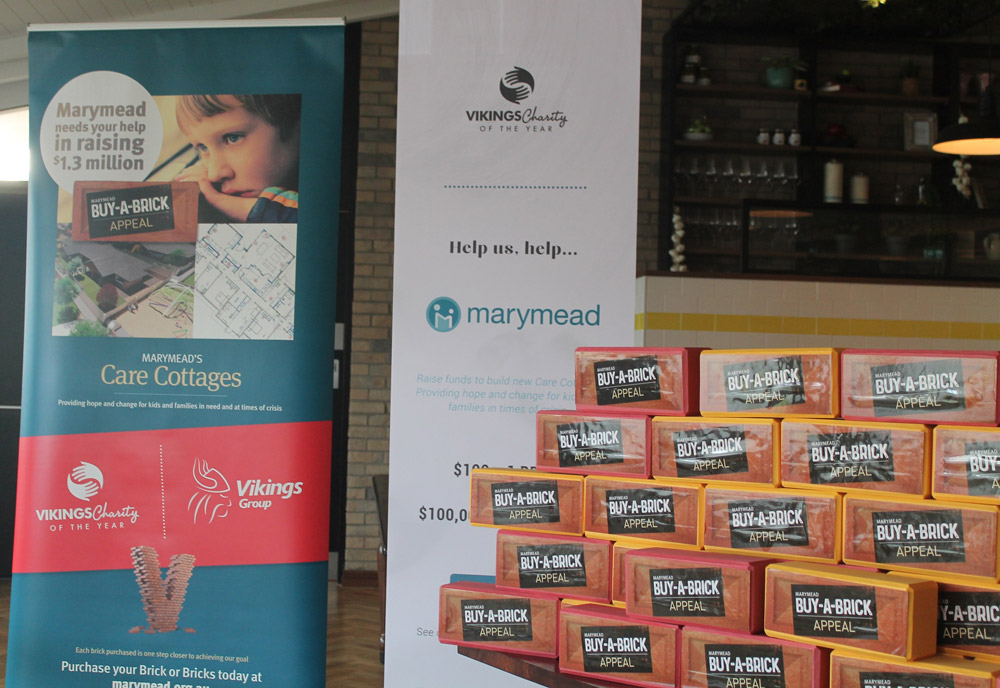 Vikings pledges to raise $100K for the Marymead Buy-A-Brick Appeal. Photo supplied