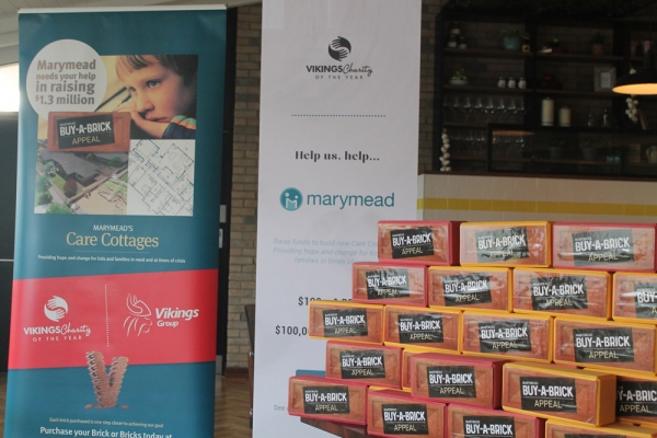 Vikings pledges to raise $100K for the Marymead Buy-A-Brick Appeal. Photo supplied