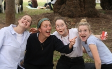 Sarah-Pearson,-Hannah-McMahon,-Sarah-Larkin-and-Katie-Golding-during-the-lunch-break-at-the-Marion-Procession-2