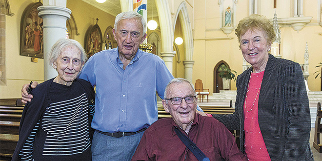 Faith decision: Former Labor leader Bill Hayden (seated) on the day of his baptism at St Mary’s Church, Ipswich, with his siblings Patricia Oxenham, John Hayden and Joan Moseman. Photos: Alan Edgecomb