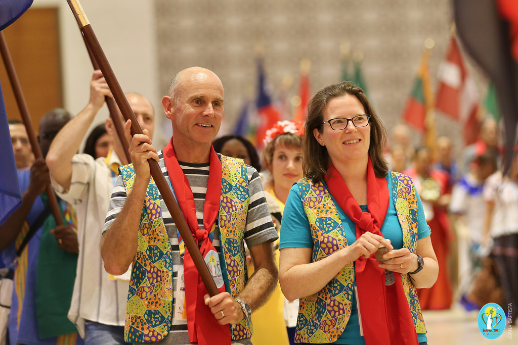 Sarah & Mark Stoove – flag bearers for Australia at the opening ceremony. Photo supplied.