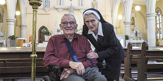 Faith inspiration: Bill Hayden and Sr Angela Mary. Photos: Alan Edgecomb