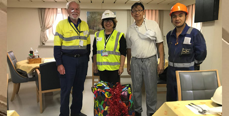 A visit from the Apostleship of the Sea ministry brought some early Christmas cheer for seafarers on three ships docked at Port Botany in Sydney. Source: ACBC Media Blog.